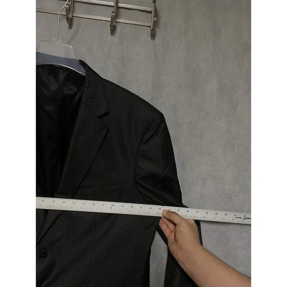 Geoffrey Beene Suit Men 44L Black Striped 2B Career Academia 40.5X29 Pants Luxe‎